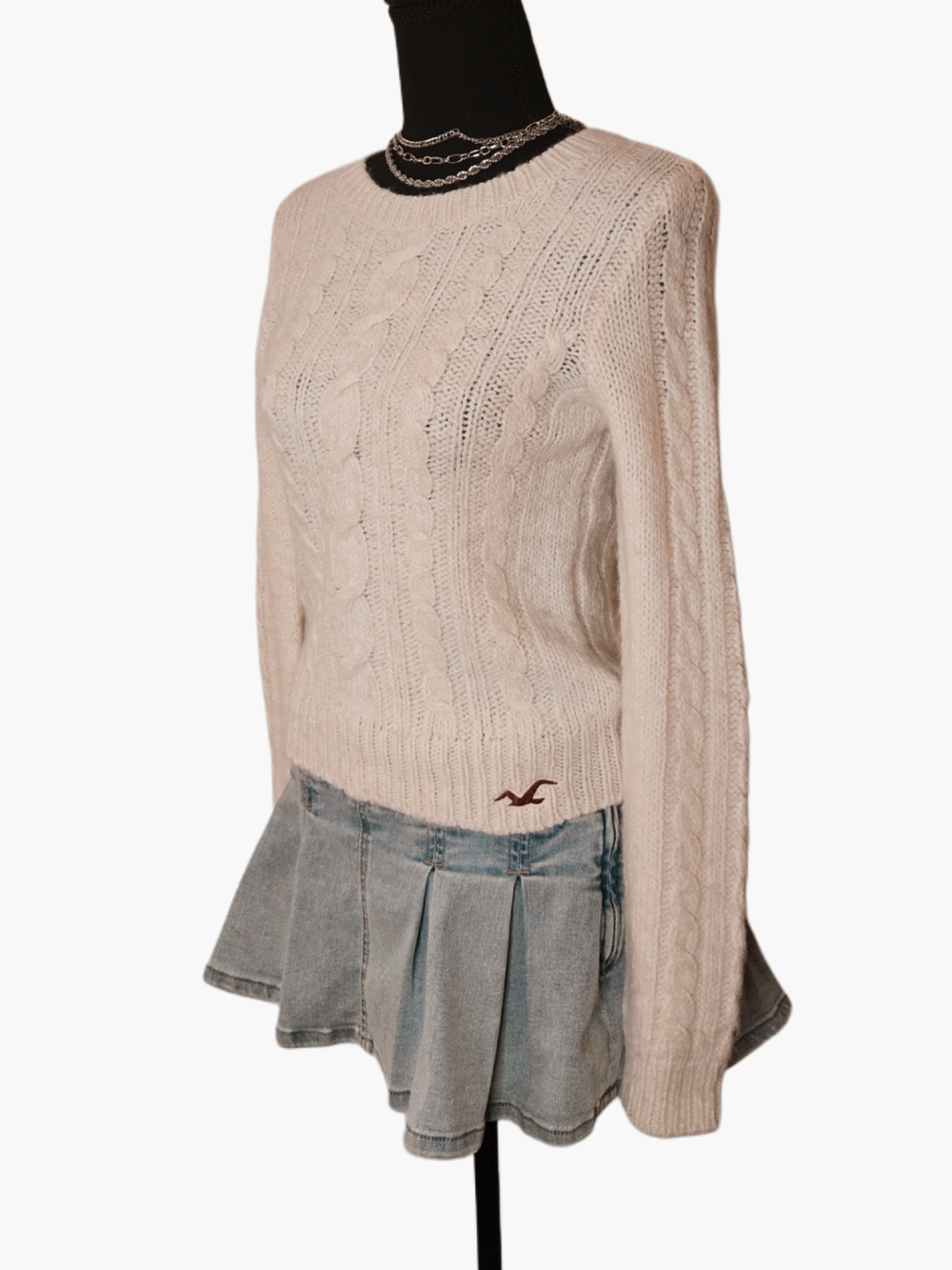 Hollister Cream Cable Knit Wool Sweater!